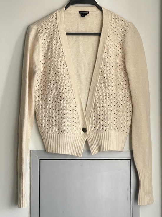 Club Monaco Sweaters - CLUB MONACO Ivory Wool & Cashmere Blend Cardigan w/ Textured Knit & Sparkle